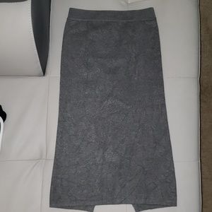 Casual Knit Knee Length Slit Pencil Skirt